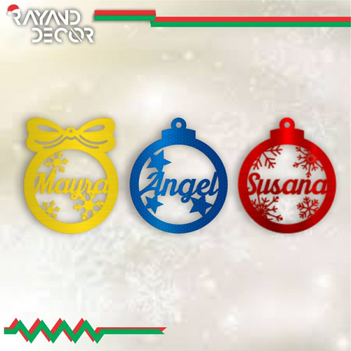 Esferas Navidad Personalizadas Mdf 3 Pzas