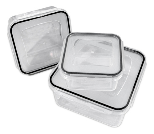 Set 3 Contenedores C Tapa Plástico Freezer Microondas X3pack