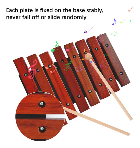 Instrumento Musical Xilófono De Madera De 8 Notas Con 2 De M