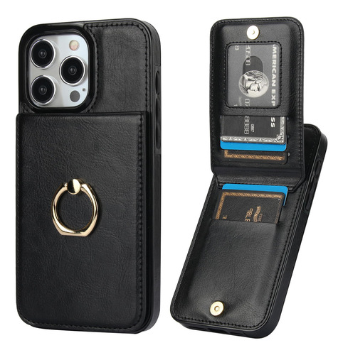 Funda Para iPhone 15 Pro Max Negro 6.7 PuLG Piel Sintetica-9