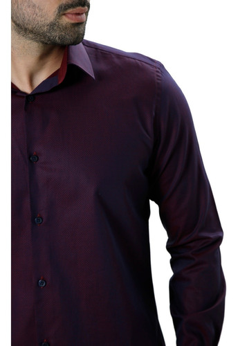 Imagem 4 de 9 de Camisa Social Slim Maquinetada Purple
