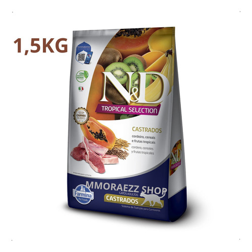 Ração N & D Gatos Castrados Cordeiro Frutas Cereais 1,5kg