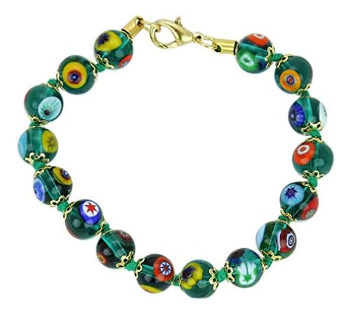 Glassofvenice Pulsera De Mosaico De Cristal De Murano - Verd