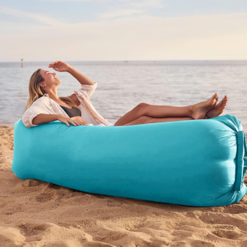 Sofá Inflável Cama De Ar Praia Acampamento Saco De Dormir Cor Verde