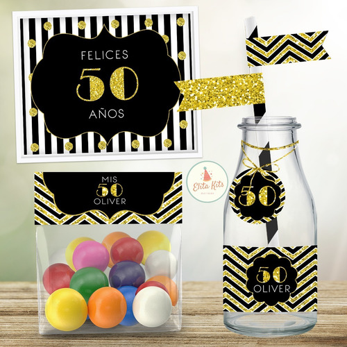 Kit Imprimible 50 Años Hombre Cumple + Banner, Personalizado