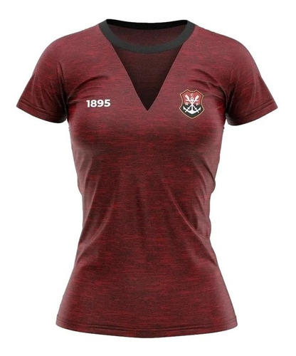 Camiseta Flamengo Feminina Em Dry Mescla Pilus Decote Choker