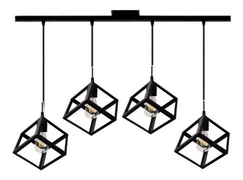 Imagen 10 de 10 de Colgante 1 Luz Cubo Blanco / Negro Vintage Apto Led C-1007