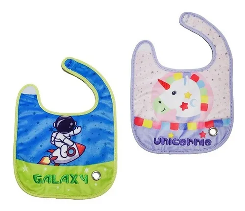 Babero Para Bebé Baberos De Bebés Galaxia O Unicornio 20cm