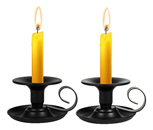 Taper Candle Stick Holder, Homean 2pcs Retro Iron Simple Bla