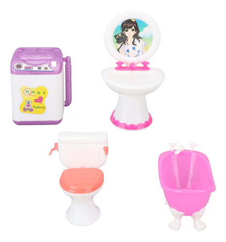 Set De Baño Dollhouse De Simulación De Lavabo En Miniatura