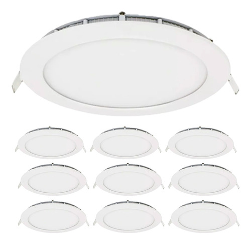 Pack X10 Plafon Embutido Led 6w Redondo Panel Luz Blanca