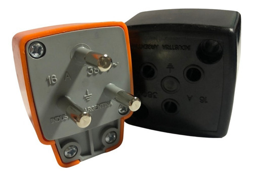 Ficha Industrial 3x16amp 380v Mig + Toma 3x16aamp 380v Mig Color Naranja