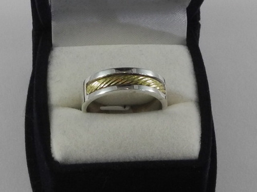 Anillo Tipo Alianza (media Caña) Plata 925 Y Oro 18k