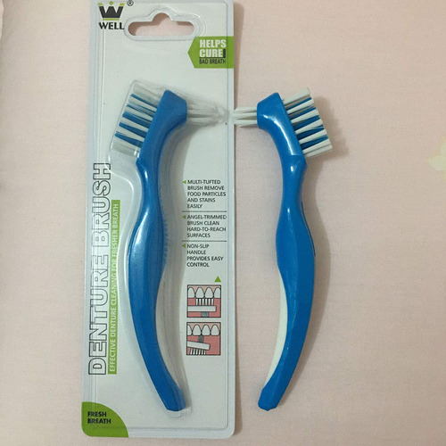 Cepillo Dentaire Dura Doble Cerdas Para Dientes Falsos Azul Color