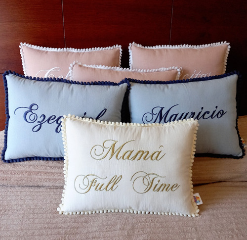 Almohadon Bordado Mamá Full Time Día De La Madre Almohada