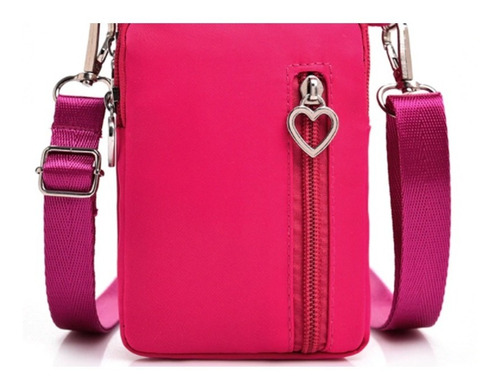 Bolsa Impermeable Para Celular Cartera Hombro Mujeres Color Fucsia Diseño De La Tela Lienzo