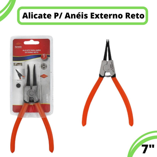 Alicate Para Trava Anéis Externo Bico Reto 7pol 178mm Cr-v