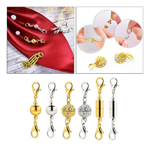 D 6x Cobre Cierre Magnético Pulsera Collar Oro Plata