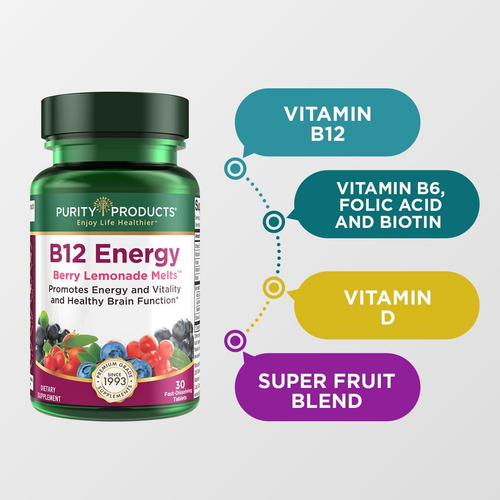 B-12 Energia Y Salud Cognitiva 30tab Purity Products