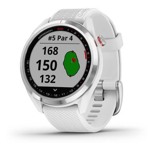 Smartwatch Garmin Approach S42 1.2" caja 43.4mm de  polímero polished silver, malla  white de  silicona