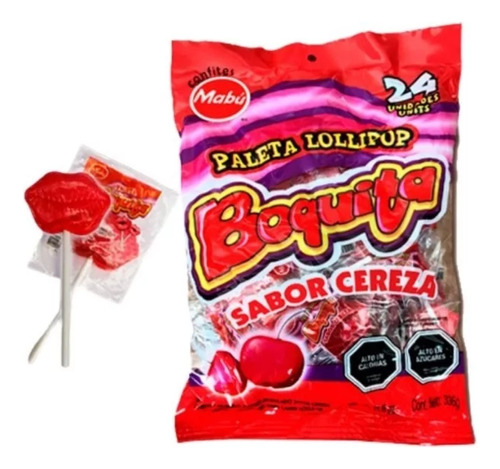 Caramelo Paleta Boquita Mabú (bolsa 24 Unidades) - 336gr