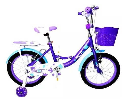 Bicicleta Rin 16 Plt Color Morado Con Cesta