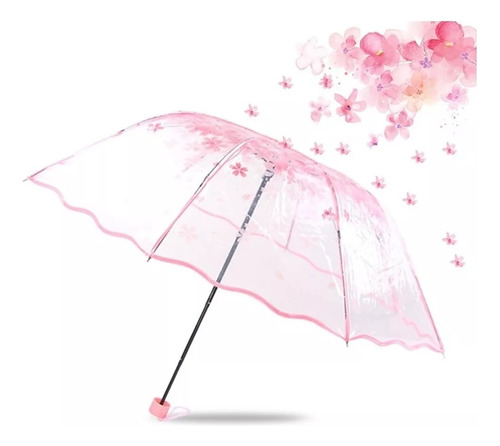 Guarda-chuva Transparente Flor De Cerejeira Rosa