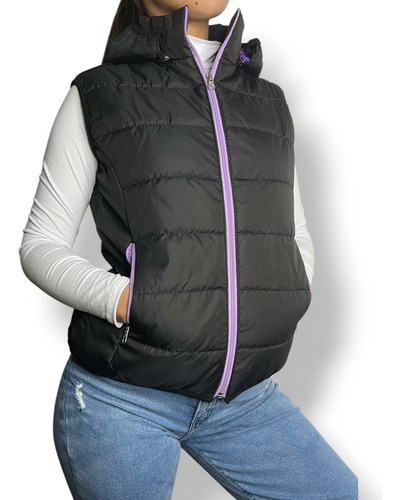 Chaleco Mujer Inflado Capucha Desmontable