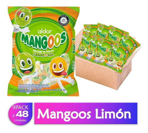 Chupeta Mangoos Limón + Sal 9 Paquetes X 48 Uds