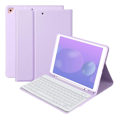 Funda Con Teclado Bqss / Para iPad 10.2  / Purple