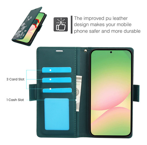 Funda De Piel Tipo Cartera Con Tapa Para Samsung Galaxy A56 A36 A26 A16 A06