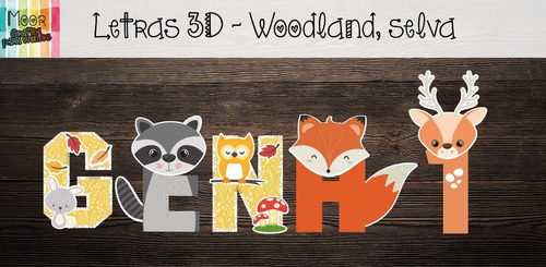 Letras 3d Animales Del Bosque Encantado Woodland X4