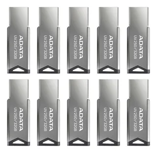Kit 10 Memoria Usb 32gb Adata Metalica Auv250-32g-rbk 2.0 Color Plateado