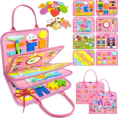 Tabla De Actividad Sensorial De Doble Cara Con 40 Cuerdas Y Bolsa De Viaje - Alivia El Estrés Y Estimula La Motricidad