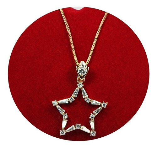 Collar Cadena Dije Estrella Diamantes Cultivados Oro 18k Mom