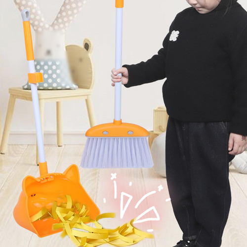 Juego De Mini Escoba Y Recogedor Para Niños Para El Naranja