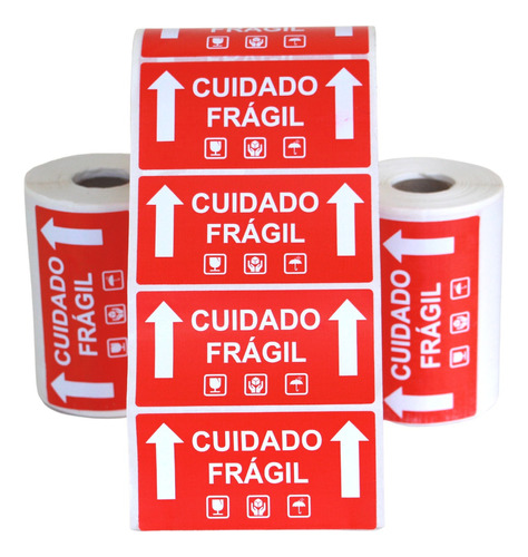 Etiqueta Frágil Etiqueta Cuidado Fragil - 100x50 - Adesiva