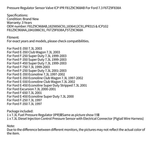 Válvula Ipr Sensor Presión Icp Para Ford F250 F350 E350 E550