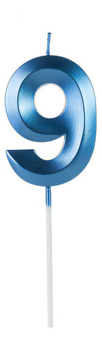 Vela Aniversário Design Azul Pérola Número 9 - 01 Unid