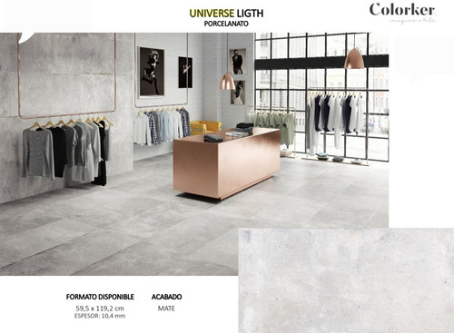 Eu Porcelanico Universe Light 59.5*119.2 Gris Claro Mate Rec