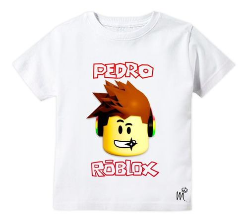 Camiseta Infantil Roblox Boneco Logo Personalizada Com Nome Mercado Livre - camisa branca roblox