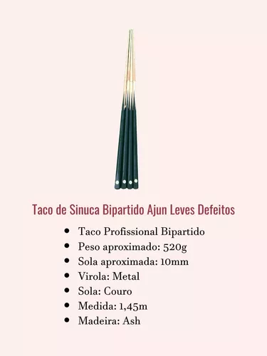 Taco Profissional De Sinuca / Bilhar Com Leves Defeitos - R$ 129,9