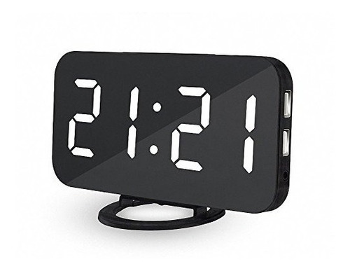 Reloj Despertador Digital Led Con 2 Puertos De Carga Usb