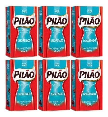 Café Pilão Descafeinado Embalado A Vácuo - 250g Kit C/6