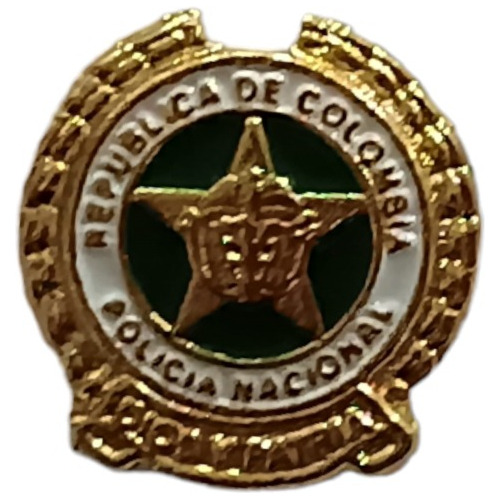 Pin Escudo Para Solapa De Policía Colombia En Bronce 100%