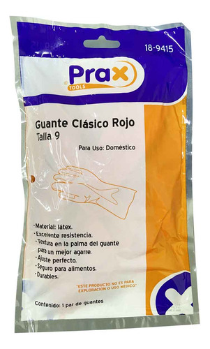 Par Guante Hule Latex Multiuso Rojo No.9 18-9415 10 Pzs