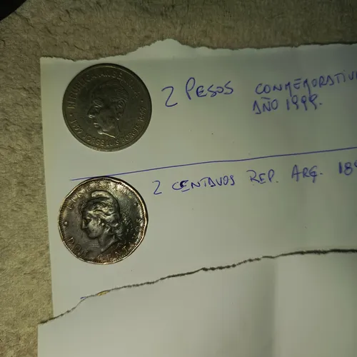 Moneda Argent 2$ 1999 Conmem Borges 2 Centavos 1894 Argenti (Usado)