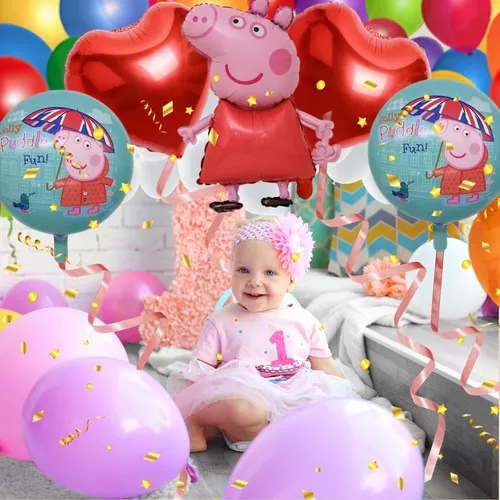 Set 5 Globos Temática Peppa Pig Vestido - PROYECTAMAR