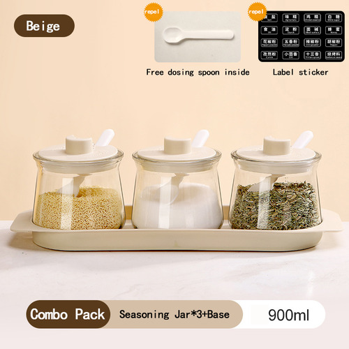 Juego De Tarros De Especias De Vidrio For Cocina De 3 Piezas