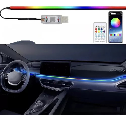 Hilo Led Tablero Luz Rgb Arcoiris Usb +bluetooth Control